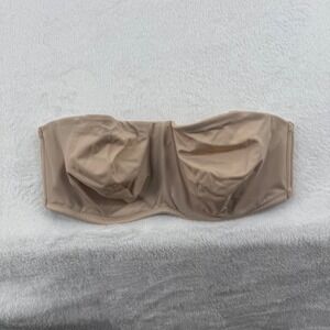 Delimira Strapless Bra Beige Underwire‎ Padded Comfort Lift Support US 34D